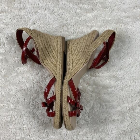 Sandler of Boston Amherst ankle strap espadrille red wedge sandal, 7.5 - Picture 3 of 7
